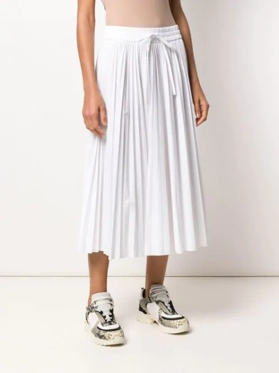 Shop Red Valentino Pleated Midi Skirt In White
