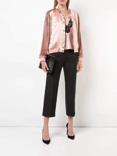 Shop Fleur Du Mal Satin-velvet Bomber Jacket In Pink