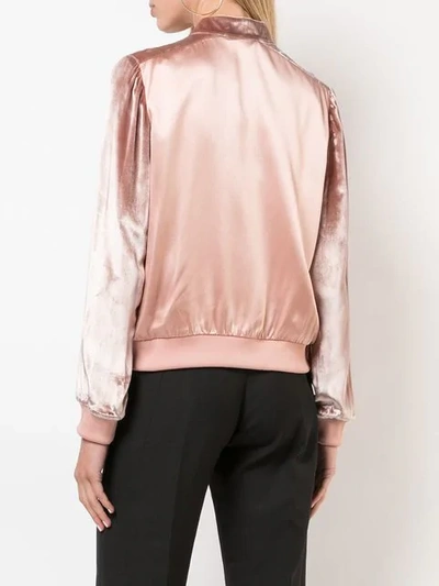 FLEUR DU MAL SATIN-VELVET BOMBER JACKET - 粉色