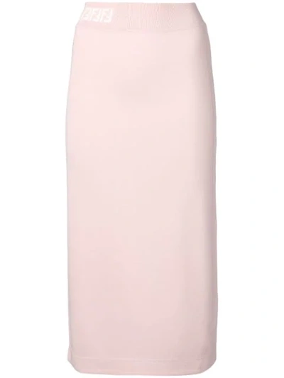 Shop Fendi Ff Logo Pencil Skirt In Pink