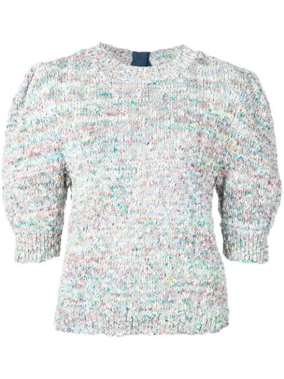 Shop Adam Lippes Puff Sleeved Jumper In Green