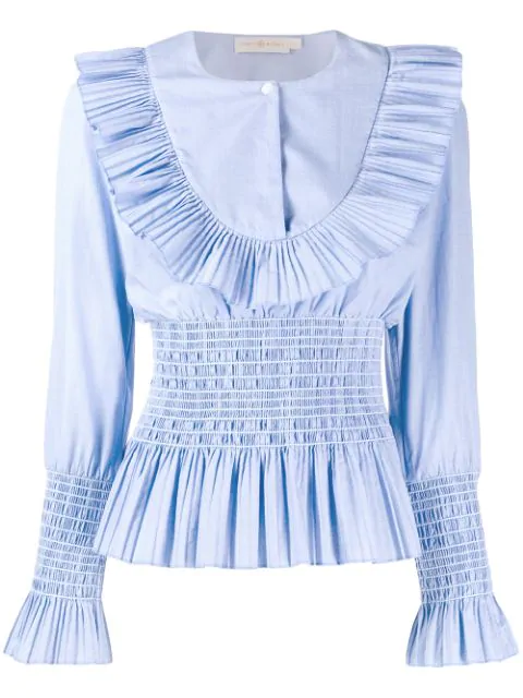 tory burch smocked cotton top