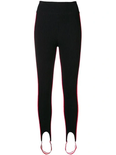 Shop Calvin Klein 205w39nyc Striped Panel Stirrup Leggings - Black