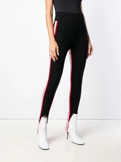 Shop Calvin Klein 205w39nyc Striped Panel Stirrup Leggings - Black