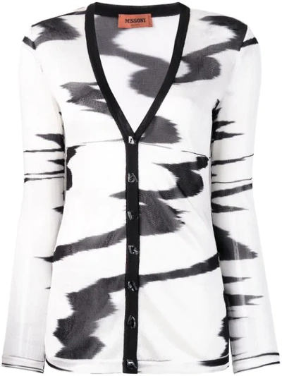 Shop Missoni Abstract Patterned Cardigan In White