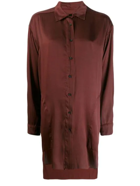 dark red satin shirt