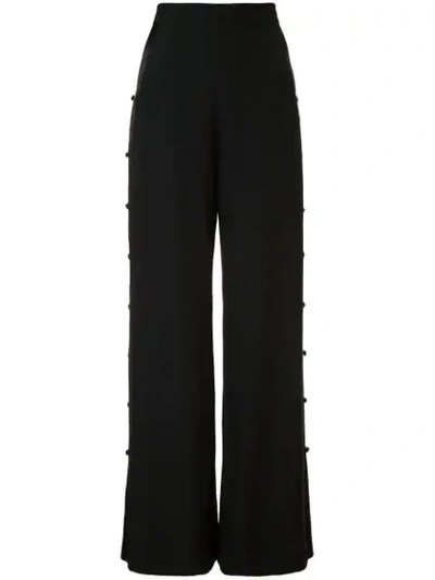 Shop Fleur Du Mal Stripe Detail Wide-leg Trousers In Black