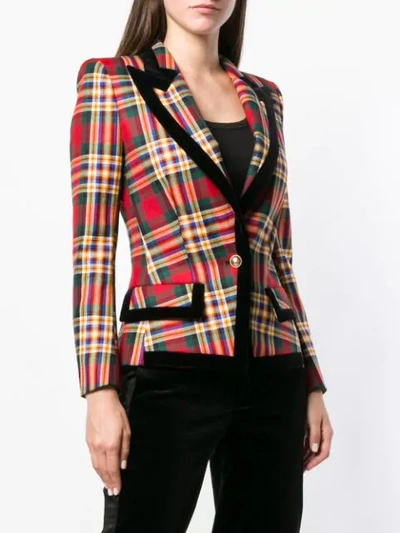 Shop Alexandre Vauthier Checked Button Blazer - Red