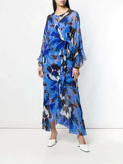 Shop Diane Von Furstenberg Floral Print Long Dress In Blue