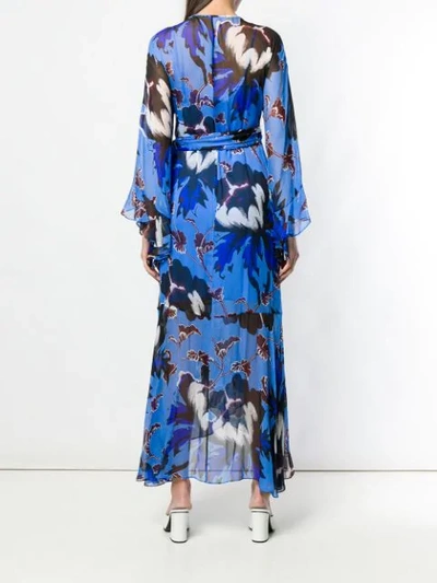 Shop Diane Von Furstenberg Floral Print Long Dress In Blue