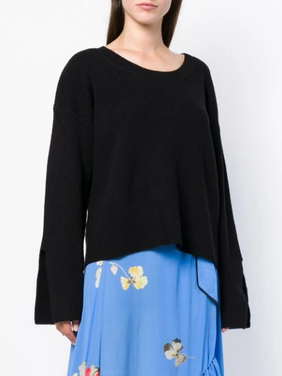 Shop Pinko Slit Cuff Sweater In Black