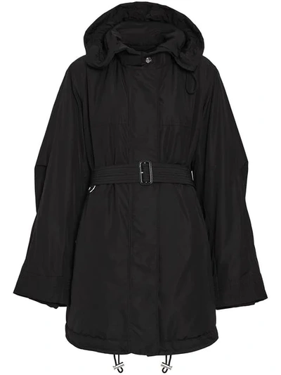 Shop Burberry Hooded Parka Coat In Black