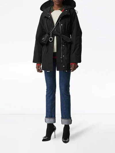 Shop Burberry Hooded Parka Coat In Black