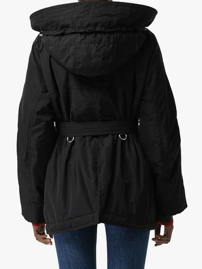 Shop Burberry Hooded Parka Coat In Black