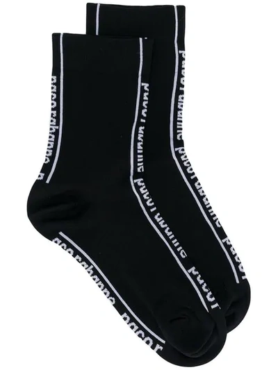 Shop Paco Rabanne Logo Socks In Black