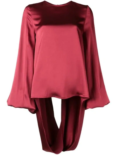 Shop Rouge Margaux Open-back Draped Blouse In Red