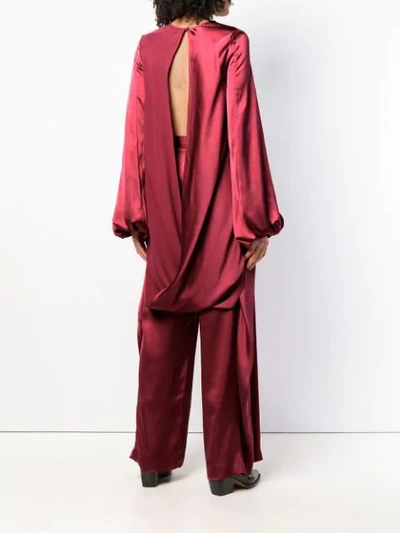Shop Rouge Margaux Open-back Draped Blouse In Red