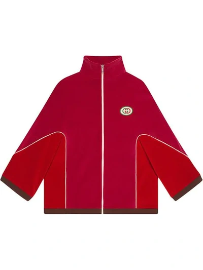 Shop Gucci Chenille Kimono Jacket In Red