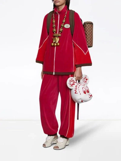 Shop Gucci Chenille Kimono Jacket In Red