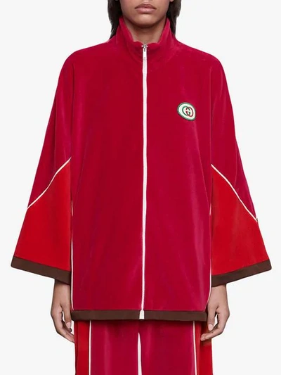 Shop Gucci Chenille Kimono Jacket In Red