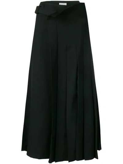 Shop Yohji Yamamoto Draped Pleated Skirt In Black
