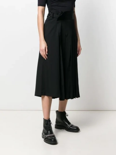 Shop Yohji Yamamoto Draped Pleated Skirt In Black