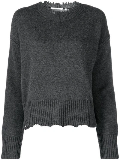 Shop Helmut Lang Distressed Knitted Jumper In Grey