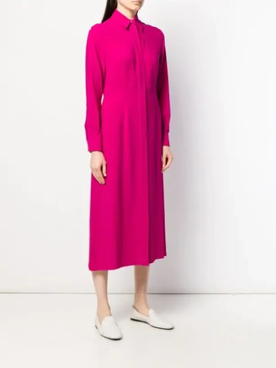 Shop Joseph Long-sleeve Flared Shirt Dress In Pink