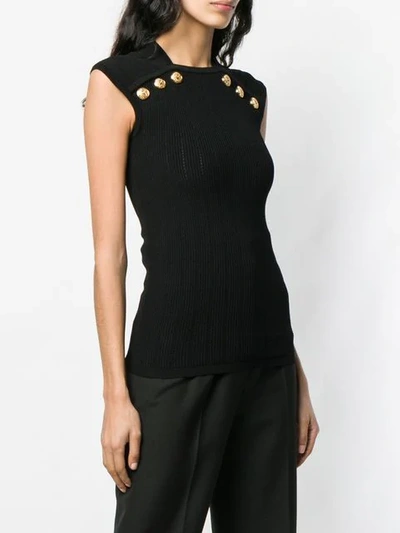 Shop Balmain Knitted Top In Black