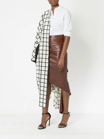 Shop Litkovskaya Leather Asymmetric Skirt - Brown