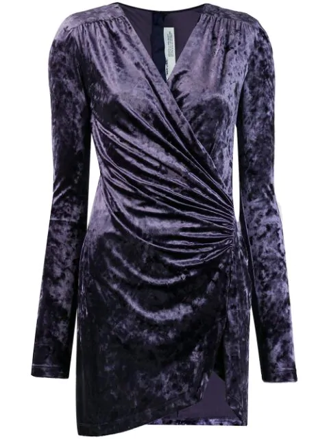 off white blue velvet dress