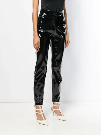 BALMAIN VARNISHED SLIM TROUSERS - 黑色