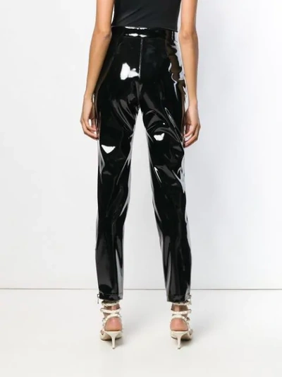 Shop Balmain Varnished Slim Trousers - Black