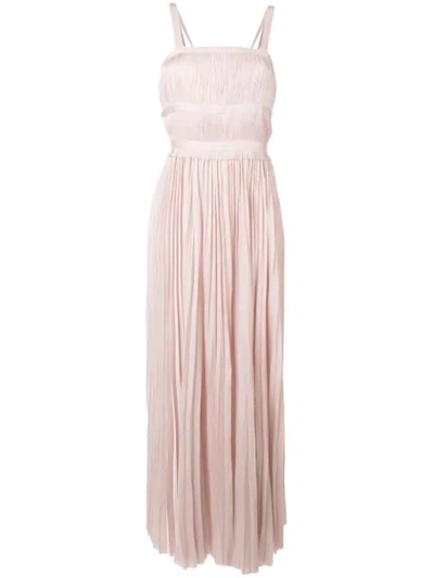 Shop Ulla Johnson Sleeveless Pleated Dress In Neutrals