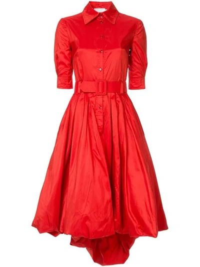 Shop Oscar De La Renta Bubble Hem Dress In Red