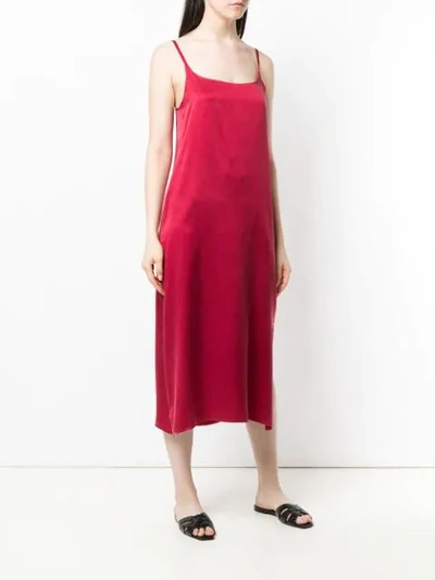 ASCENO SATIN SLIP DRESS - 红色