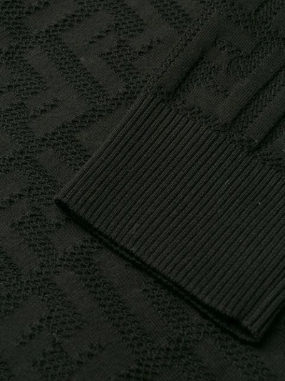 Shop Fendi Jacquard Knit Ff Logo Sweater In Black
