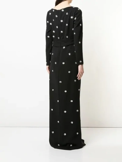 Shop Oscar De La Renta Polka Dot Embroidered Dress In Black