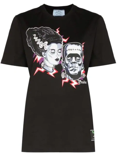 Shop Prada Frankenstein Print T-shirt In Black