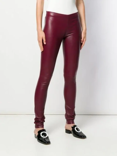 Shop Joseph Stretch Leather Leggings In Red