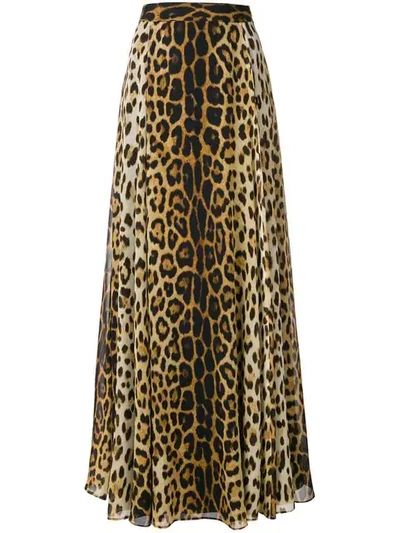Shop Moschino Leopard Print Long Skirt In Brown