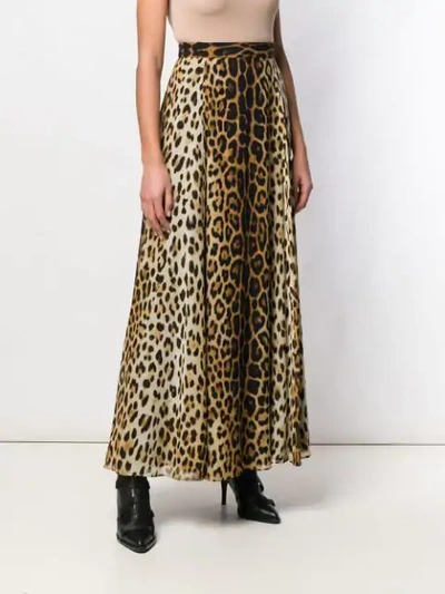 MOSCHINO 长款豹纹半身裙 - 棕色