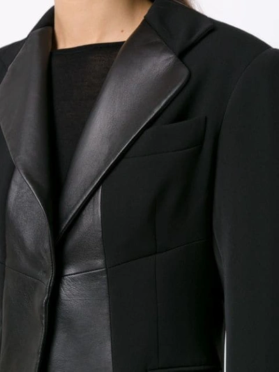 Shop Gloria Coelho Leather Panelled Blazer In Black