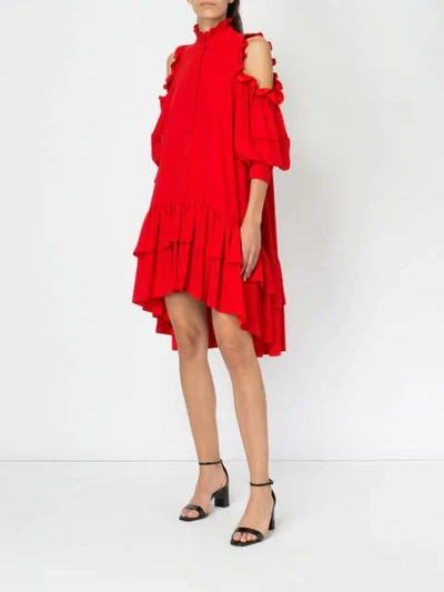 Shop Alexander Mcqueen Cut-out Shoulder Dress In Red