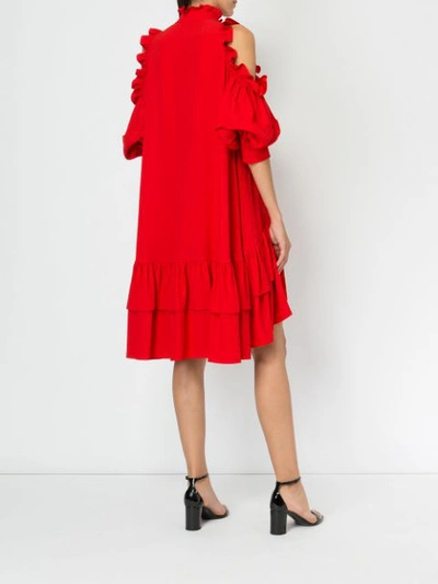 Shop Alexander Mcqueen Cut-out Shoulder Dress In Red