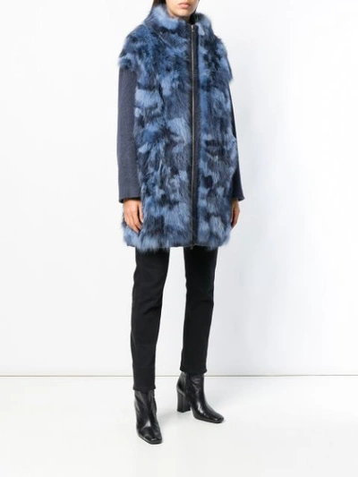 Shop Herno Panelled Coat - Blue