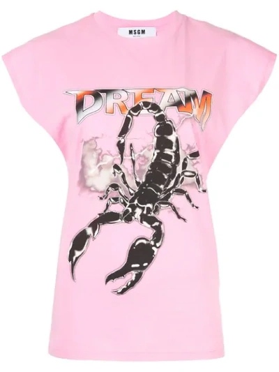 Shop Msgm Scorpion Print T-shirt In Pink