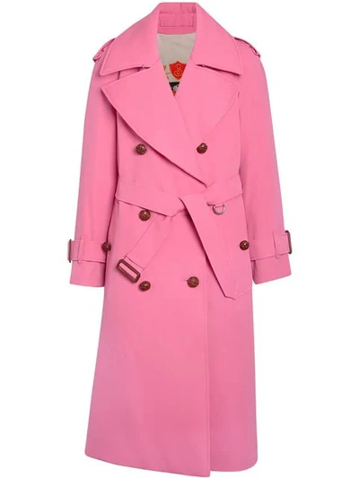 Shop Burberry Oversized Lapel Wool Gabardine Trench Coat In Pink