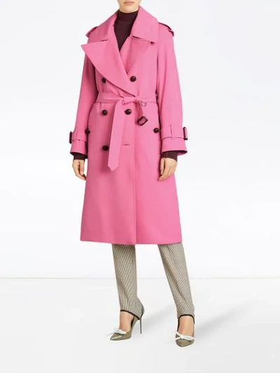 Shop Burberry Oversized Lapel Wool Gabardine Trench Coat In Pink