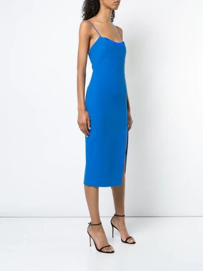 Shop Haney Side Slit Fitted Dress In Blue